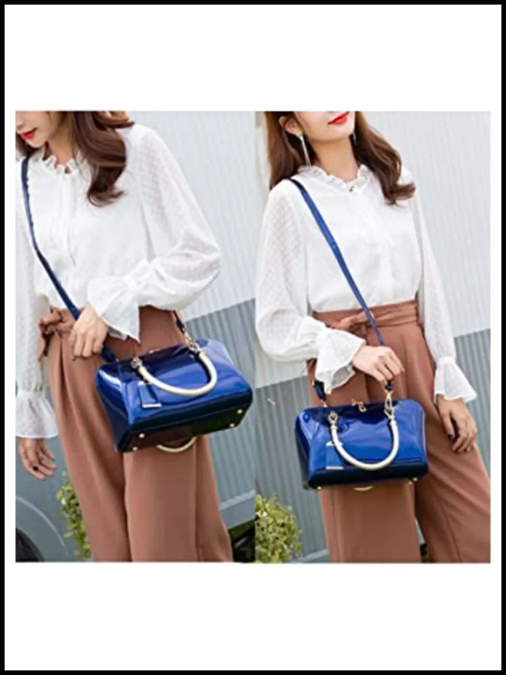 Patent Leather Satchel Handbag Women Top Handle Shoulder Crossbody Bag